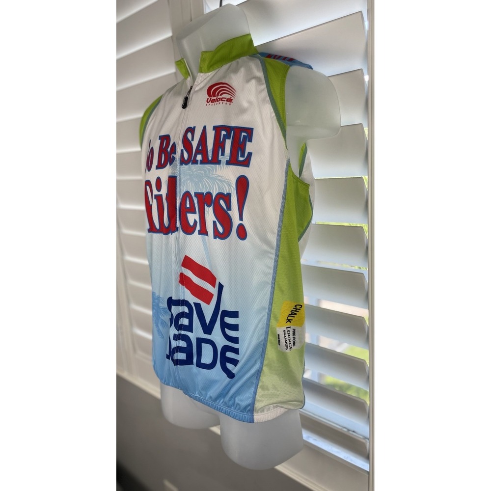 VELOCE Cycling Jersey Sharp Vest Swiss Sleeveless Size M Be Safe Dade Palm Trees - Picture 4 of 16